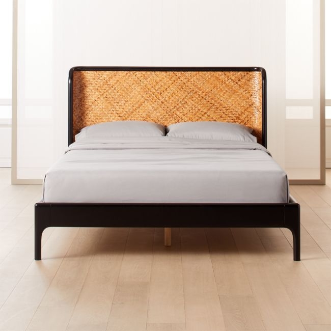 Miri Black and Rattan Queen Bed - Image 0