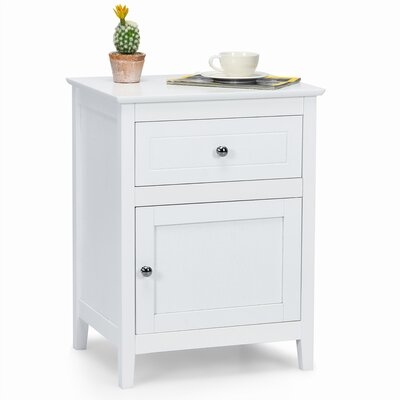 Red Barrel Studio® Nightstand With Drawer Accent Side End Table Storage Cabinet White - Image 0