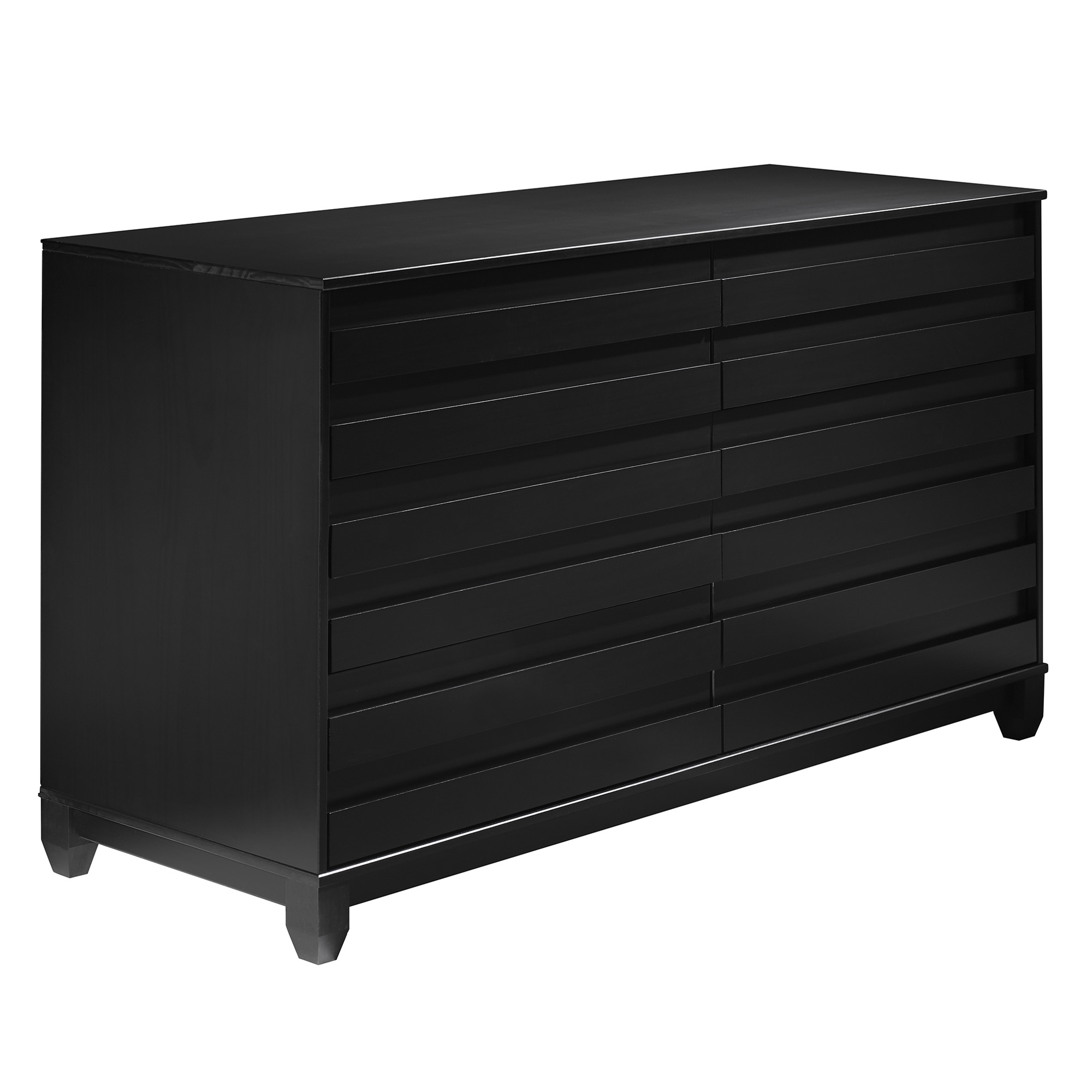 Modern 6-Drawer Solid Wood Dresser with Channel Pulls - Black - Image 0