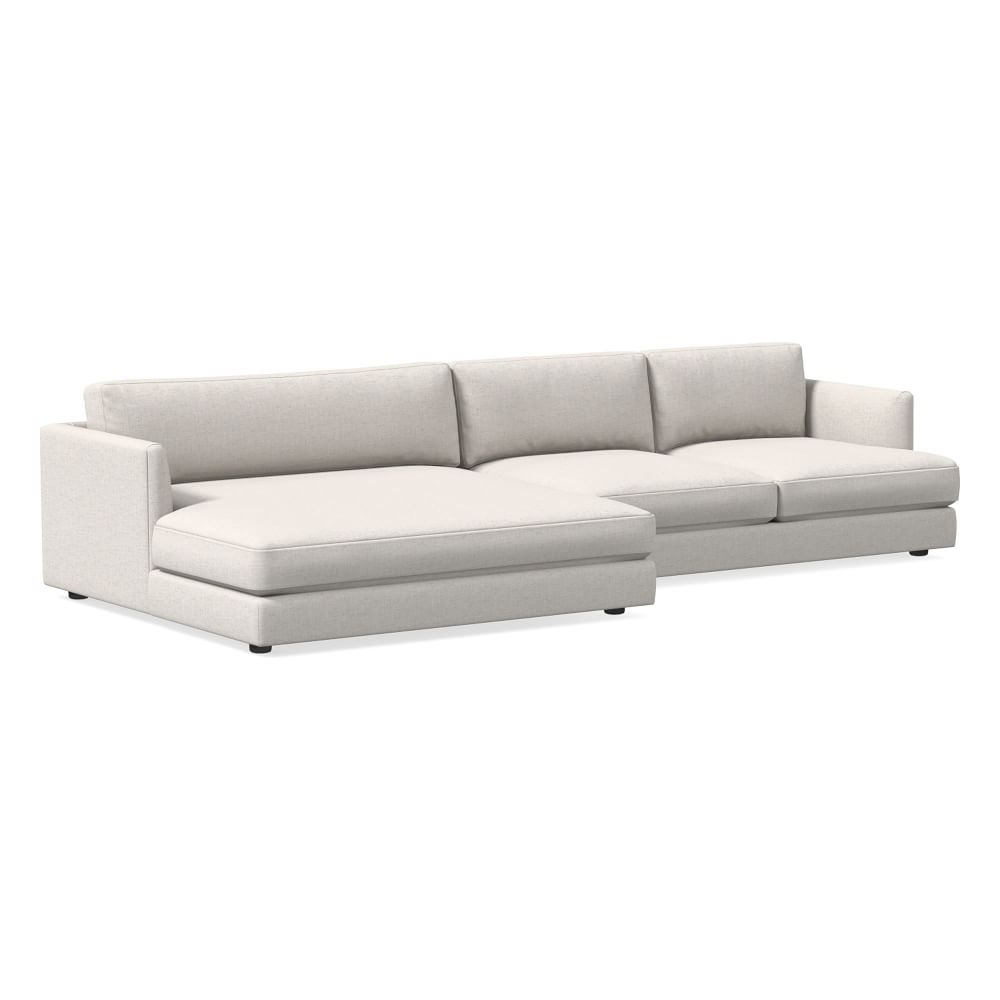 Haven 137" Left Multi Seat Double Wide Chaise Sectional, Standard Depth, Performance Coastal Linen, White - Image 0