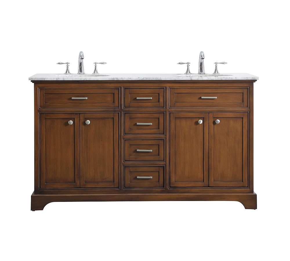 Teak Warner Double Sink Vanity, 60" - Image 0