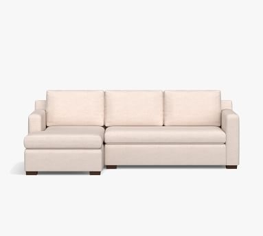 Shasta Square Arm Upholstered Right Arm Sofa with Chaise Sectional, Polyester Wrapped Cushions, Performance Slub Cotton White - Image 2