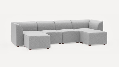 Burrow Mambo 6-Piece Double Sectional Lounger, Leg Finish: WalnutLegs - Image 1