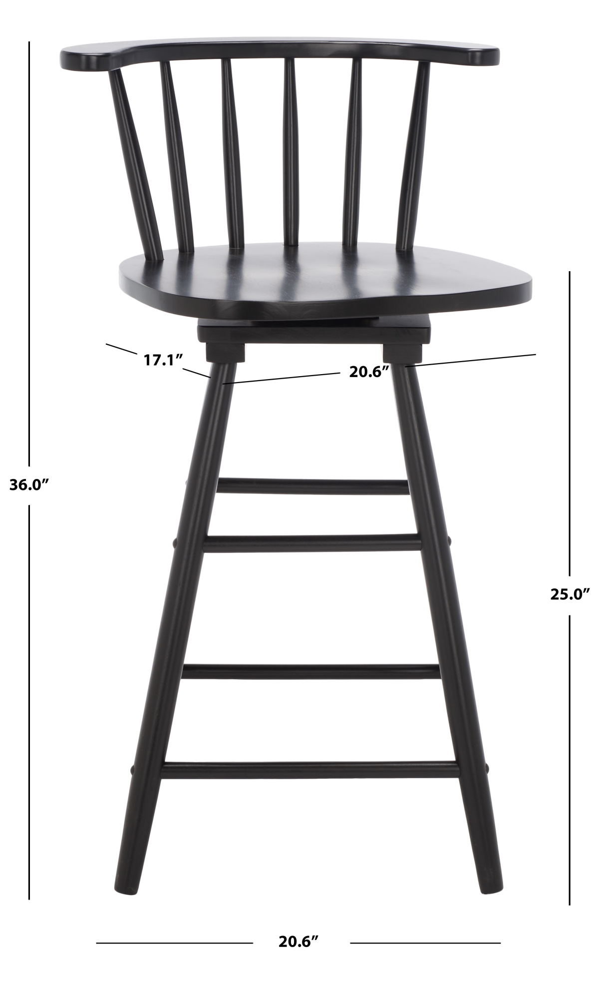 Ray Swivel Counter Stool - Black - Safavieh - Image 8