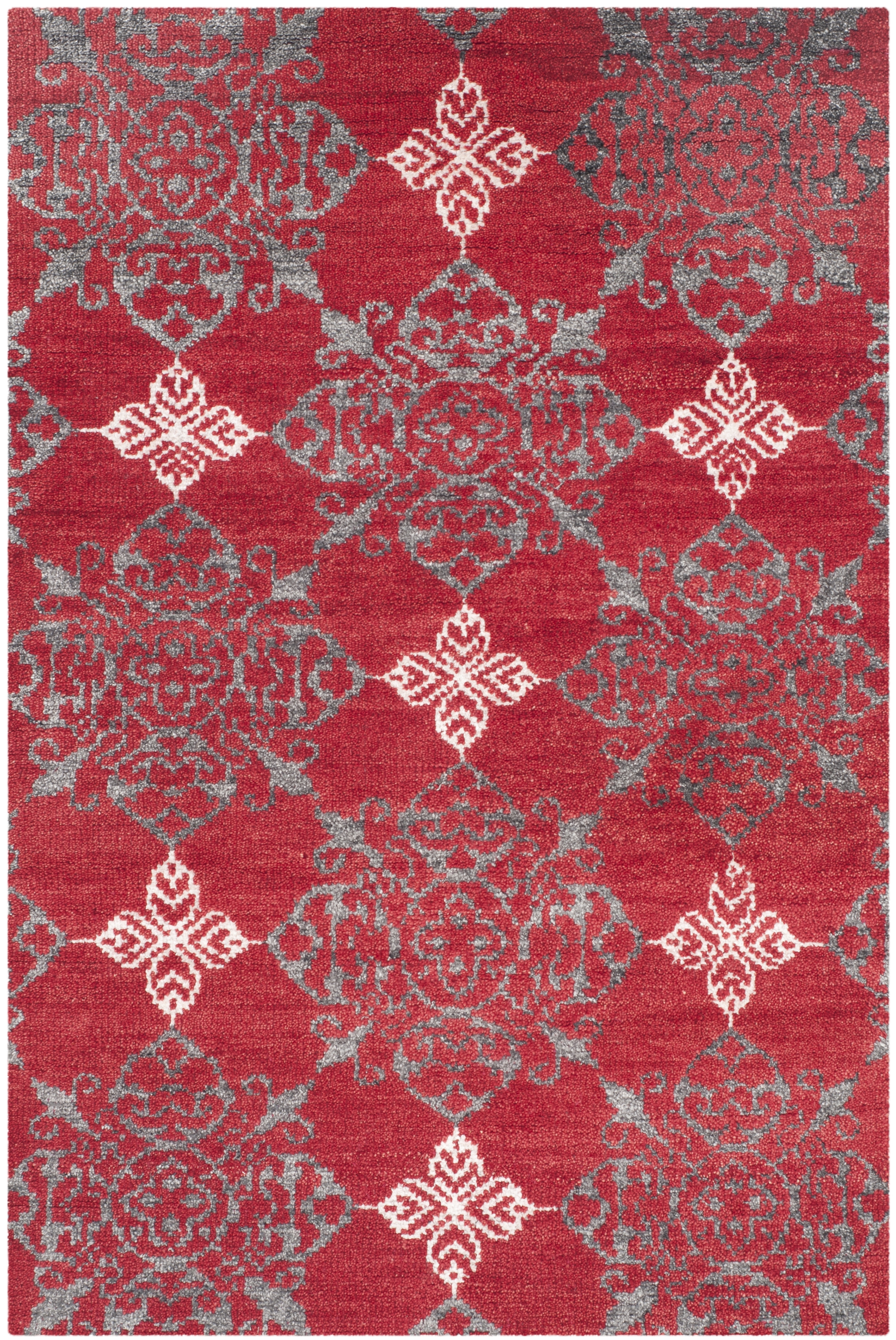 Arlo Home Hand Knotted Area Rug, STW243A, Red/Ivory,  4' X 6' - Image 0