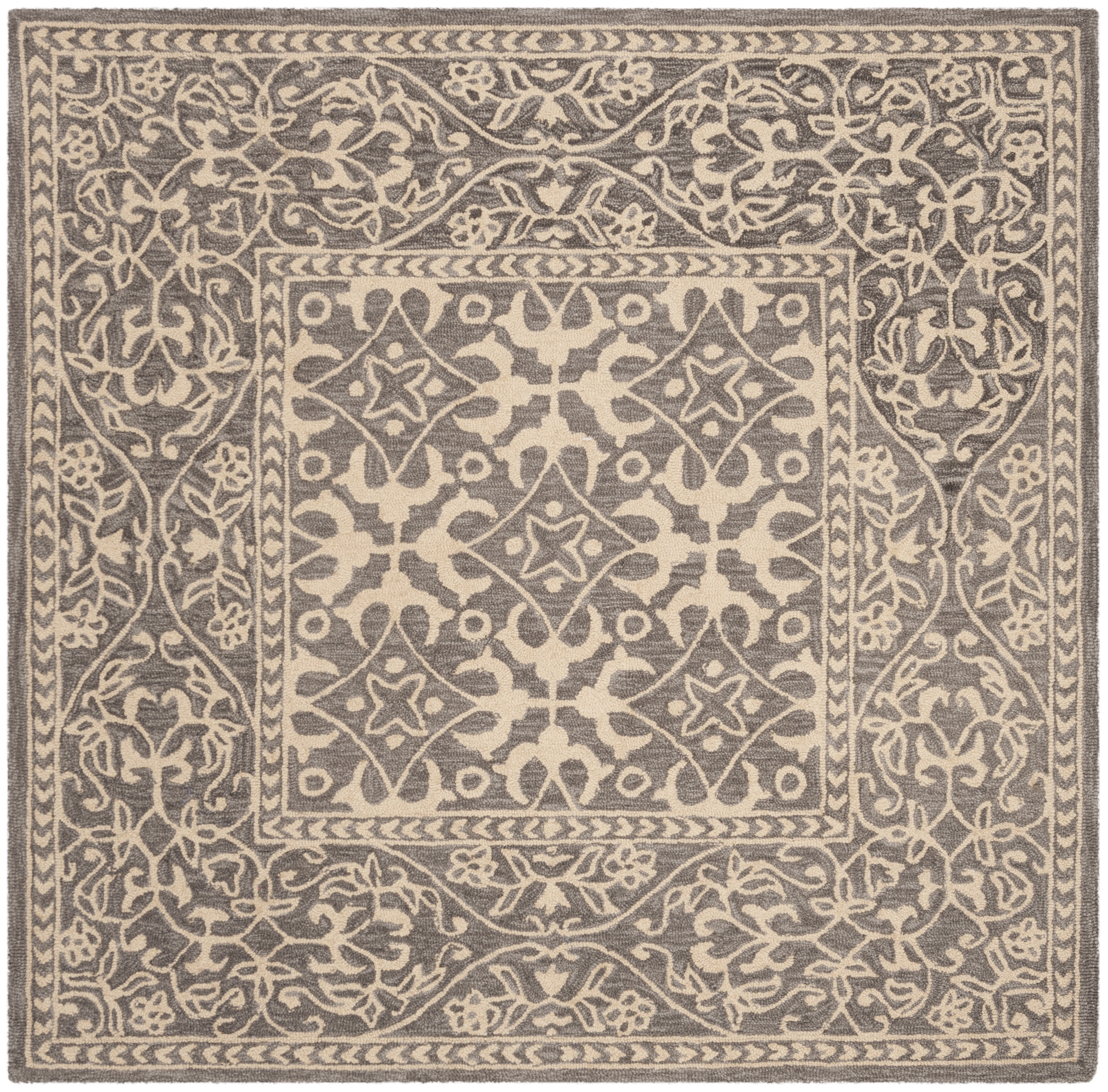 Arlo Home Hand Hooked Area Rug, SZN101A, Grey/Beige,  5' X 5' Square - Image 0
