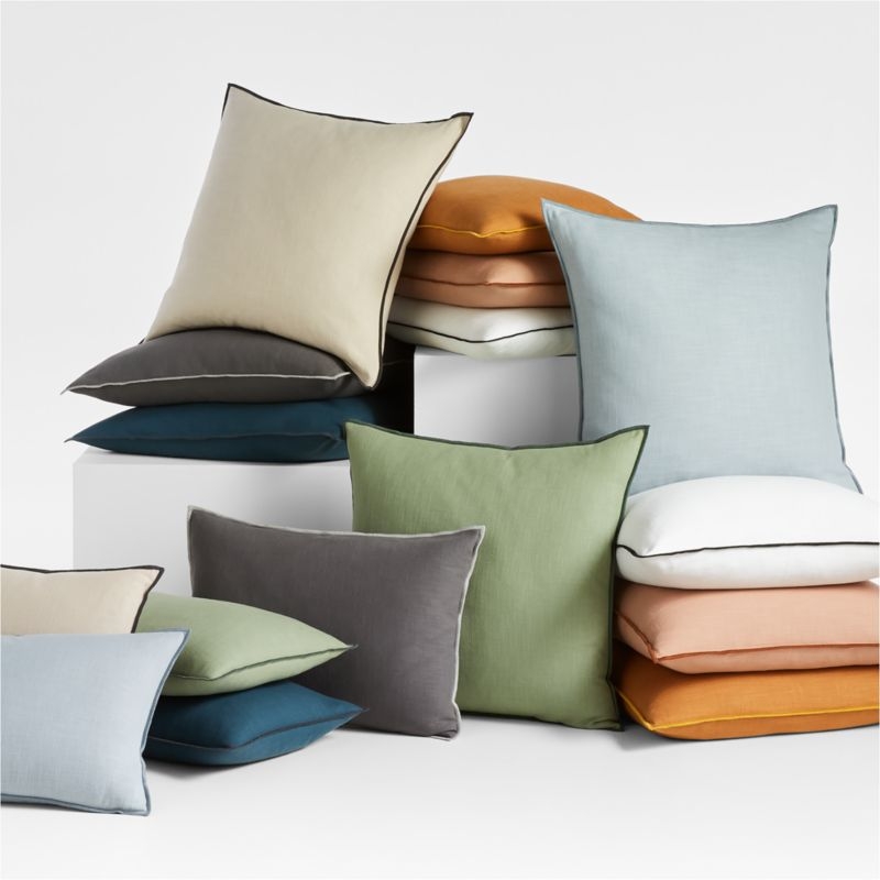 Quarry 23" Merrow Stitch Cotton Pillow with Down-Alternative Insert - Image 3