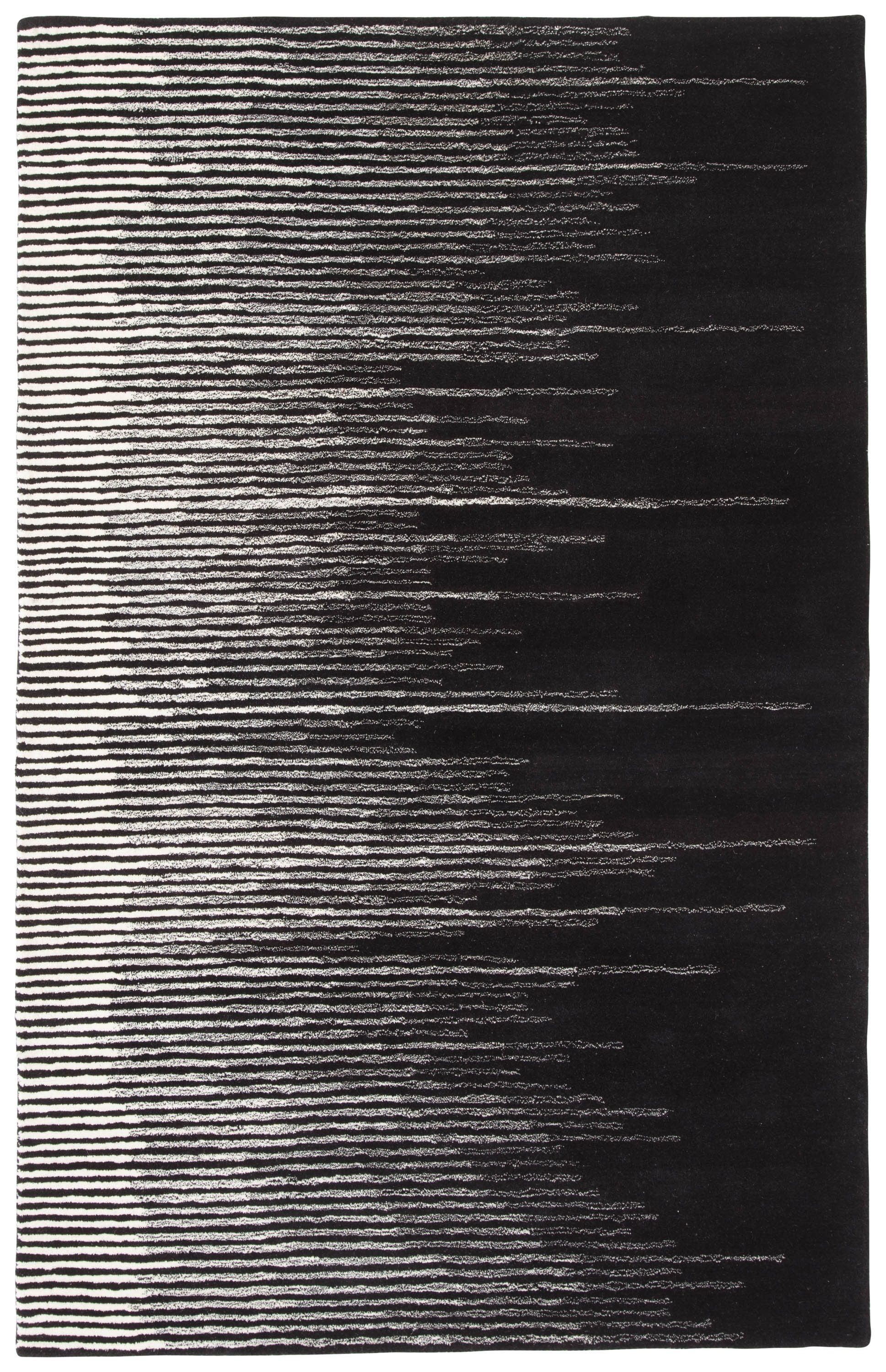 Tabo Handmade Stripe Black/ Cream Area Rug (9' X 12') - Image 0