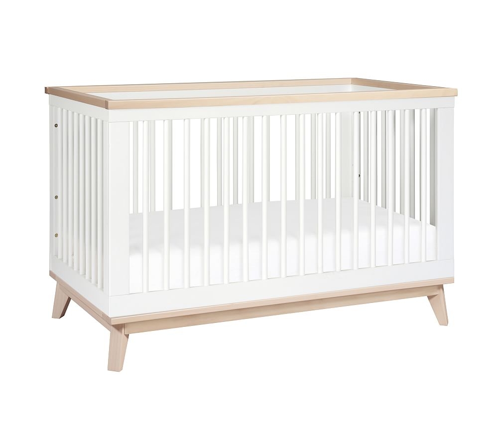 Babyletto Scoot 3 in 1 Convertible Crib & Conversion Kit, White/Natural - Image 0