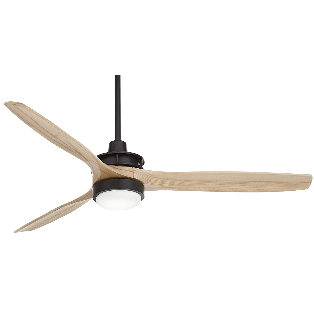 52" Windspun Matte Black and Natural Wood LED Ceiling Fan with Remote - Image 0