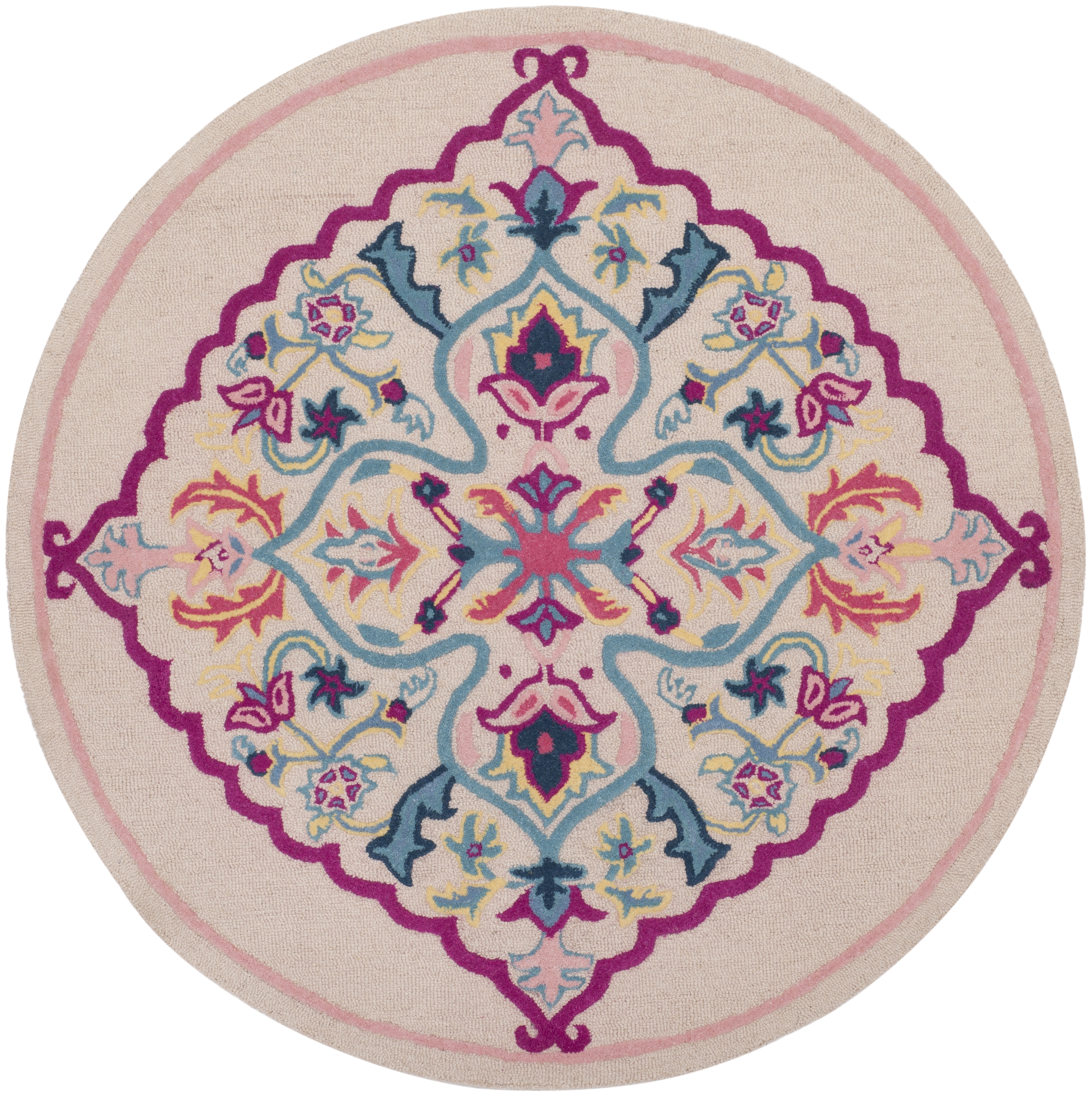 Arlo Home Hand Tufted Area Rug, BLG605E, Light Pink/Multi,  5' X 5' Round - Image 0