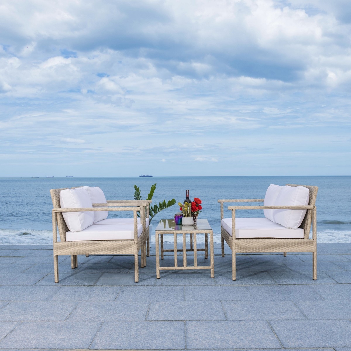 Garnen 4 Pc Living Set - Grey / White - Safavieh - Image 3