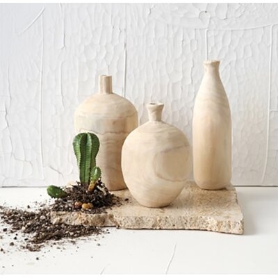 3 Piece Brodnax Tan Wood Table Vase Set - Image 0