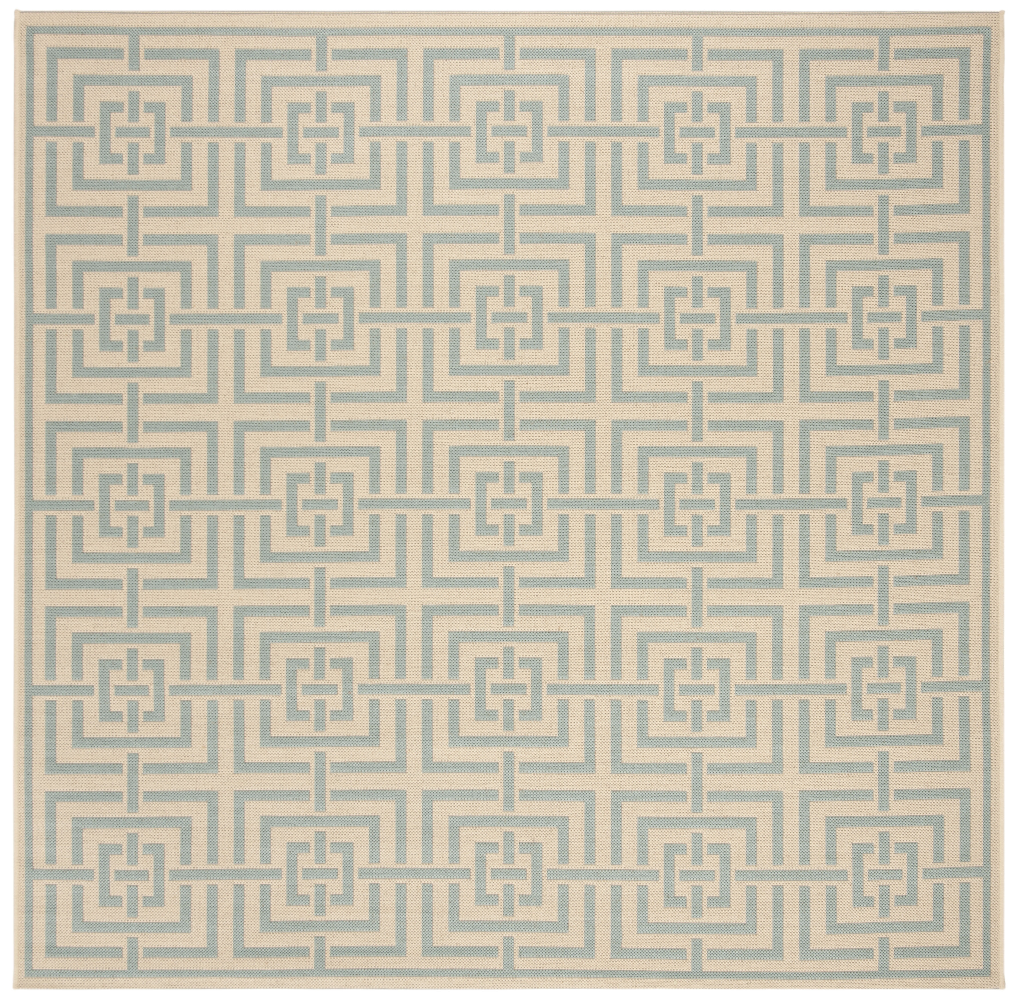 Arlo Home Indoor/Outdoor Woven Area Rug, LND128L, Cream/Aqua,  6' 7" X 6' 7" Square - Image 0