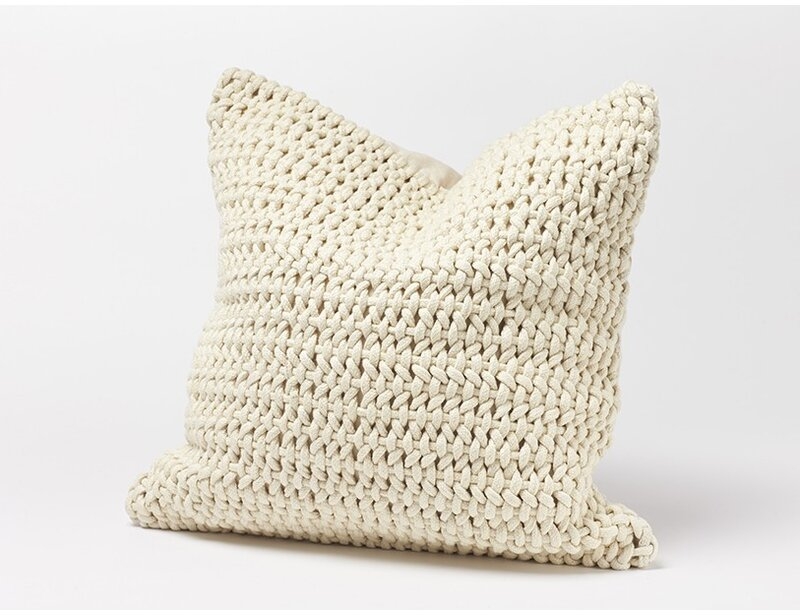 Woven Rope Cotton Pillow Cover, Ivory, 22" x 22" - Image 1
