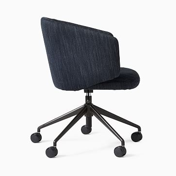 Crescent Office Chair Distressed Velvet Ink Blue Dark Bronze - Image 3