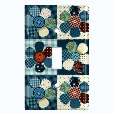 Metal Light Switch Plate Outlet Cover (Flower Patch Teal - Single Toggle) - Image 0