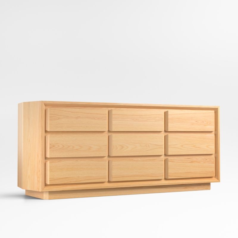 Gather 72" Natural Oak Wood 9-Drawer Dresser - Image 1