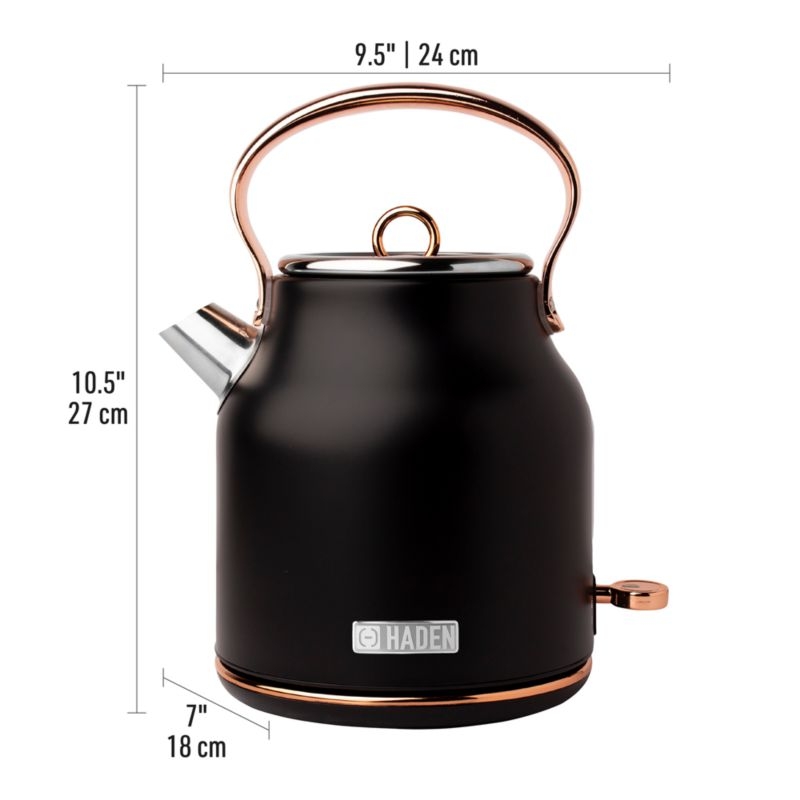 HADEN Heritage Black and Copper Electric Tea Kettle - Image 3