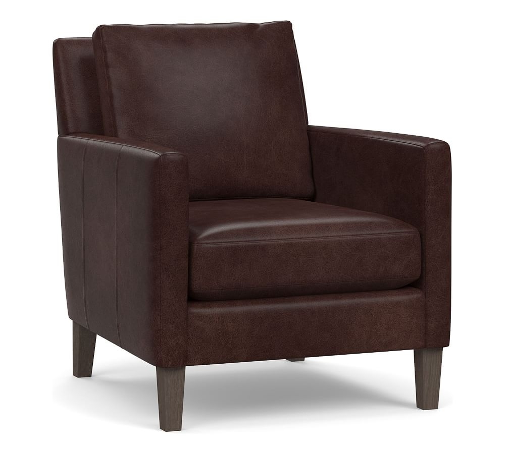 Felix Leather Armchair, Polyester Wrapped Cushions, Statesville Espresso - Image 0