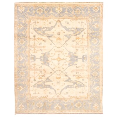 One-of-a-Kind Hand-Knotted New Age Royal Ushak Ivory 9'3" x 11'9" Wool Area Rug - Image 0