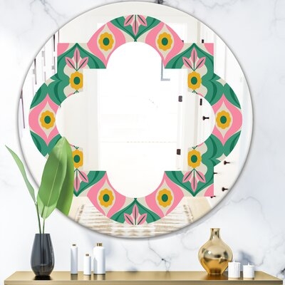 Pattern with Flowers and Leaves Quatrefoil Eclectic Frameless Wall Mirror - Image 0