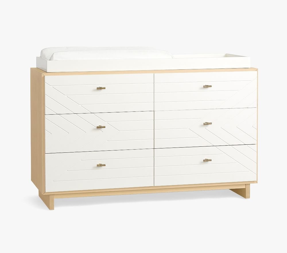Cora Extra Wide Dresser & Topper Set, White/Natural, In-Home - Image 0