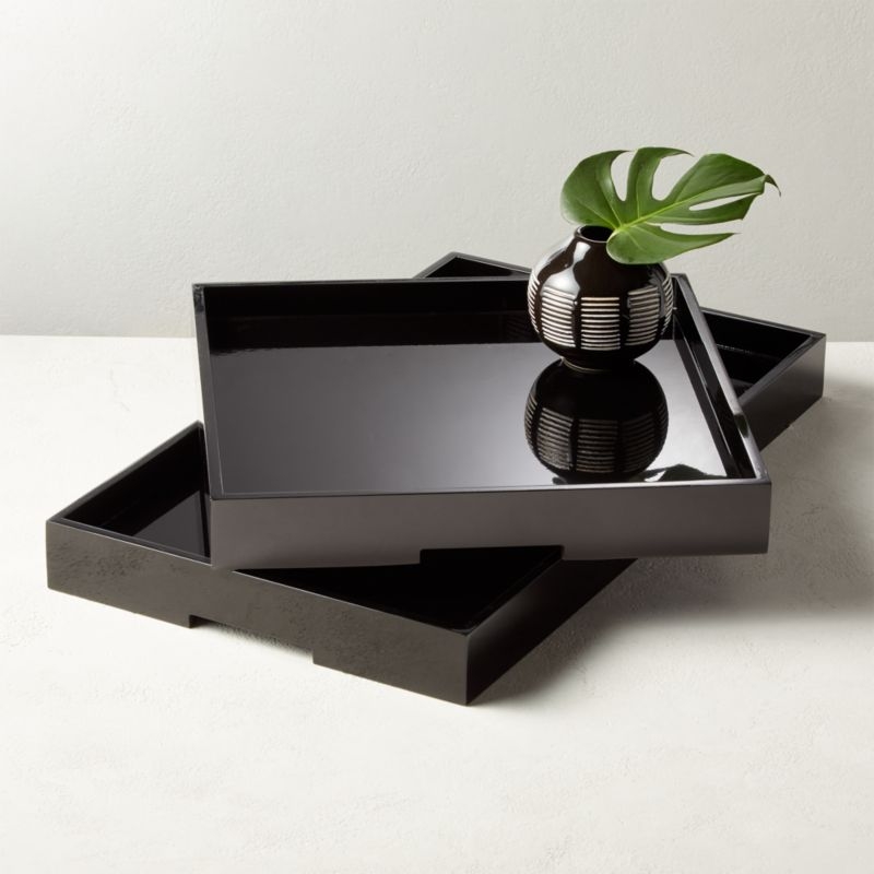 Hi-Gloss Large Black Square Tray - Image 2