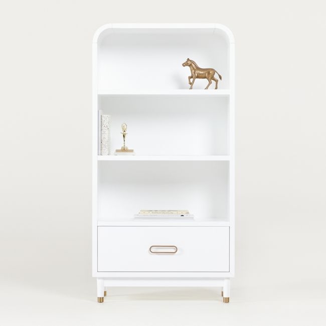 Arlo White Wood 3-Shelf Kids Bookcase with Drawer - Image 2