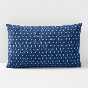 Embroidered Dot Pillow Cover, 12"x21", Midnight - Image 0