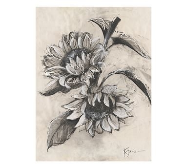 Charcoal Sunflower on Branch Unframed Art Insert - Image 0