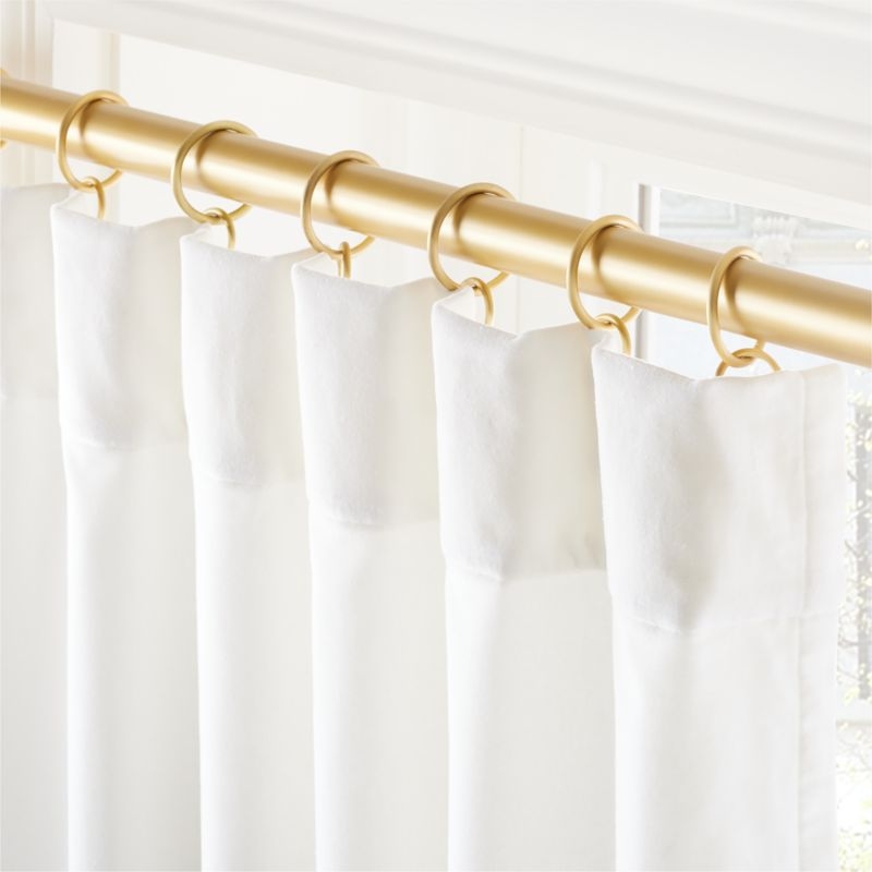 Cool White Organic Cotton Velvet Window Curtain Panel 48"x96'' - Image 1