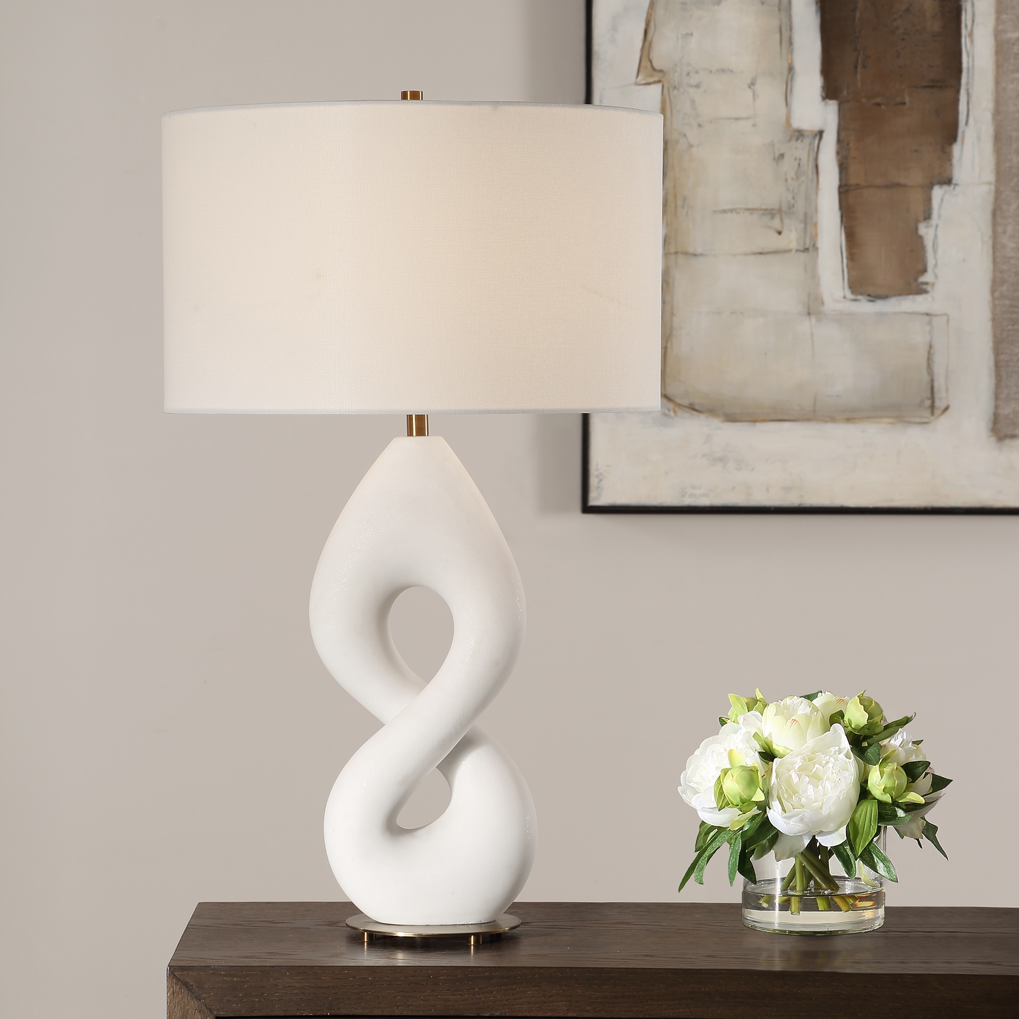 Meridian Ivory Stone Table Lamp - Image 1