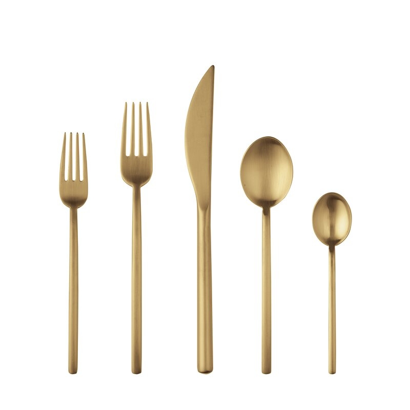  Due Ice Oro 5 Piece 18/10 Stainless Steel Flatware Set, Service for 1 - Image 0