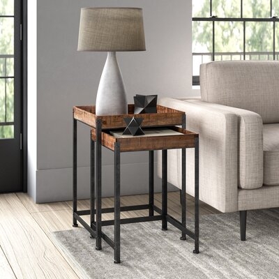 Chaim Solid Wood Tray Top Pedestal Nesting Tables - Image 0