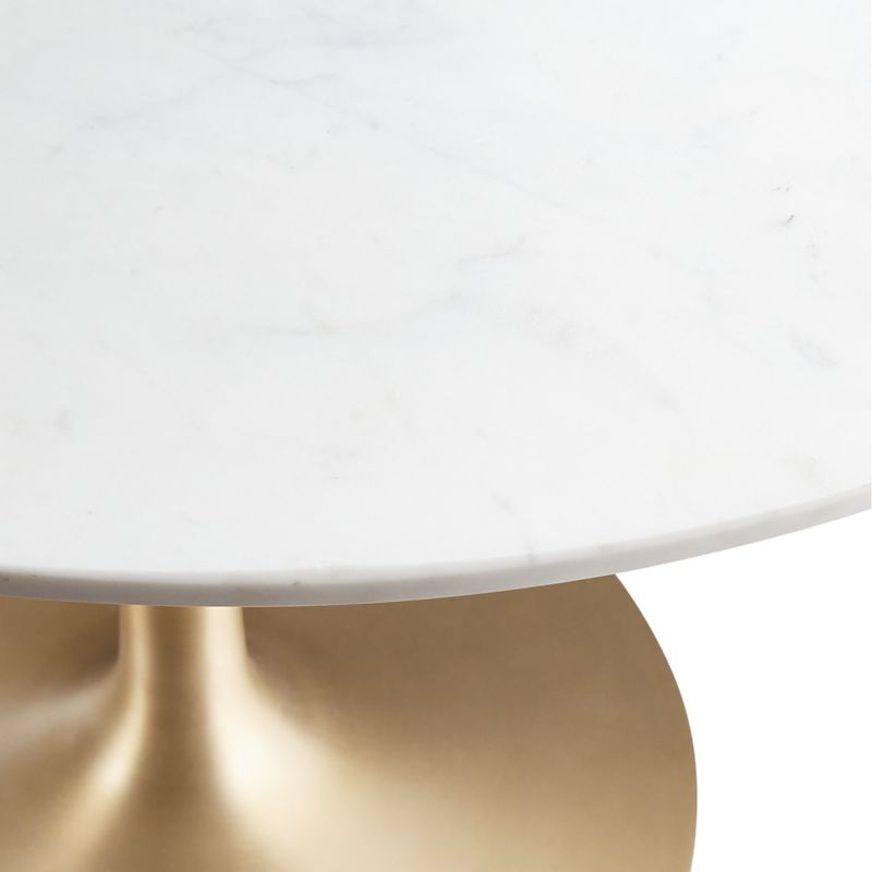 Nero 36" White Marble Dining Table with Brass Base - Image 1