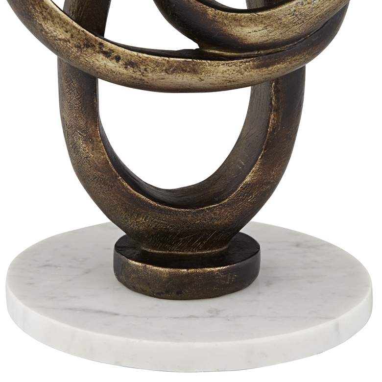Twist Abstract Marble Sculpture, Bronze & White, 8.5" - Image 2