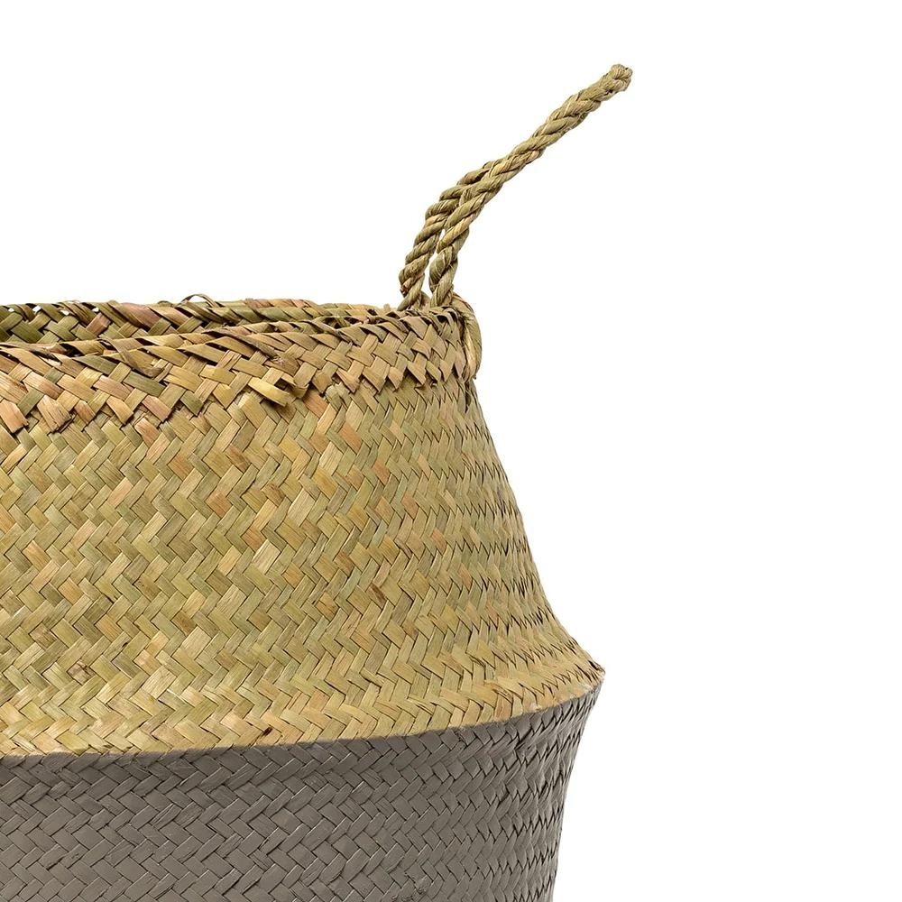 Seagrass Folding Basket with Handles, Gray & Natural - Image 2