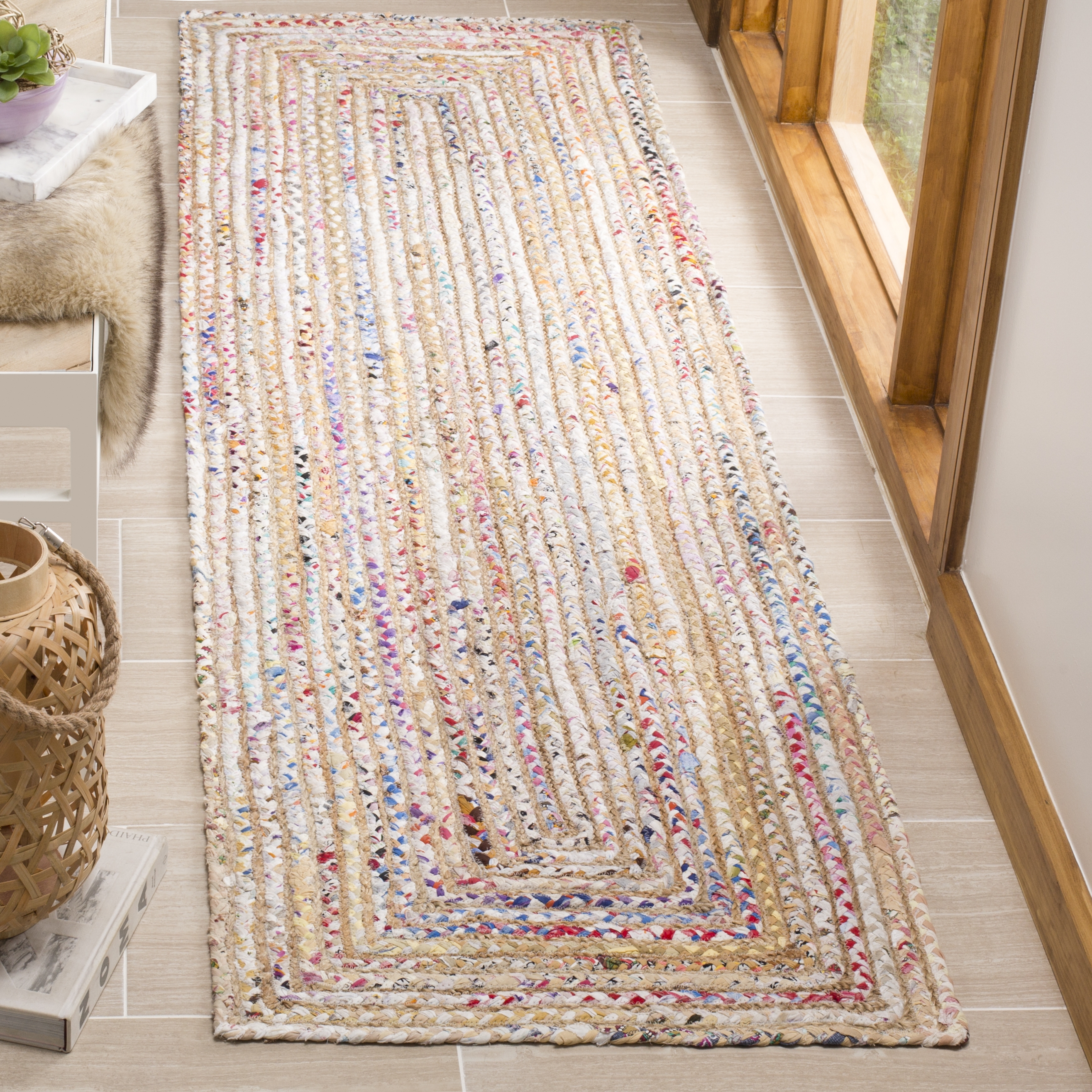 Arlo Home Hand Woven Area Rug, CAP202B, Beige/Multi,  2' 3" X 6' - Image 1