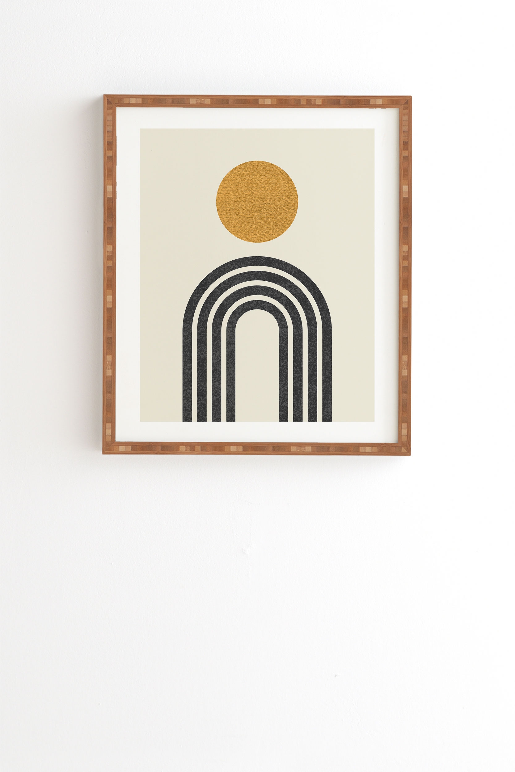 Mid Century Modern Gold Sun by MoonlightPrint - Framed Wall Art Bamboo 19" x 22.4" - Image 0