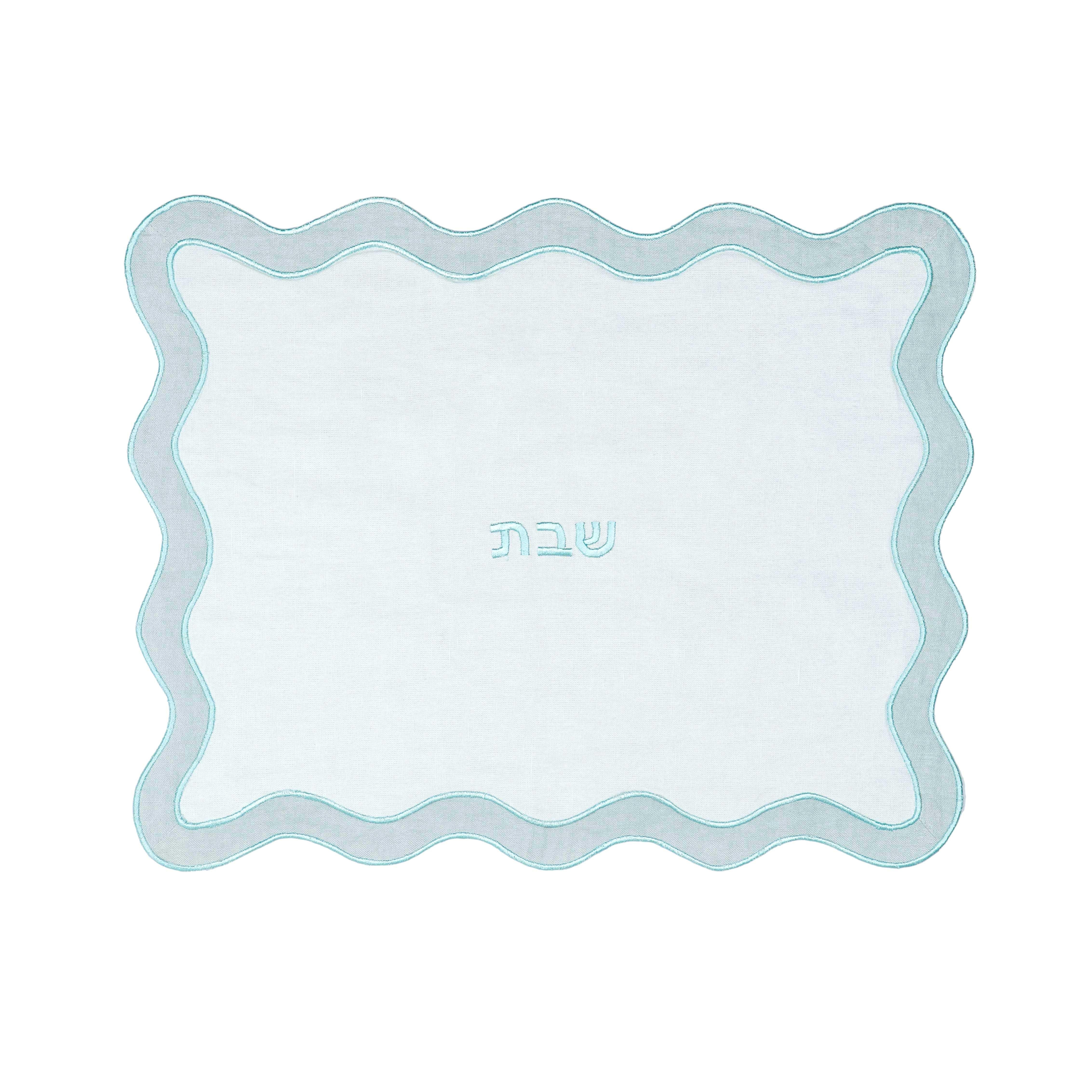 TOV Sea Blue Wavy Challah Cover - Image 0