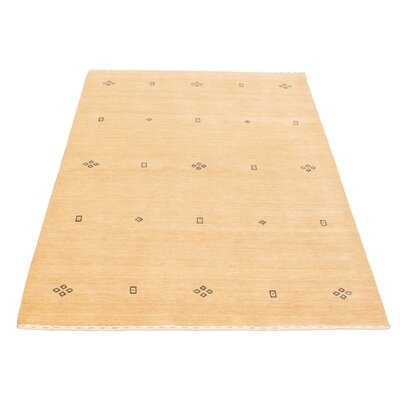 One-of-a-Kind Jinrui Hand-Knotted New Age 5'2" X 7'5" Wool Area Rug in Light Khaki - Image 0