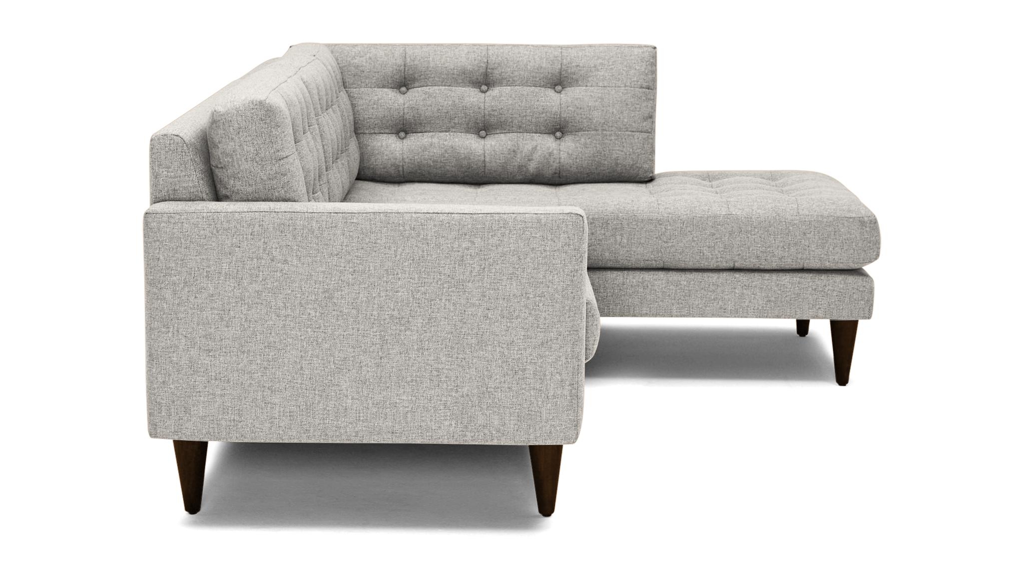 White Eliot Mid Century Modern Apartment Sectional with Bumper - Tussah Snow - Mocha - Right  - Image 1