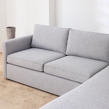 Harris Sectional Set 09: LA 65" Sofa, RA Terminal Chaise, Poly , Chenille Tweed, Storm Gray, Concealed Supports - Image 2