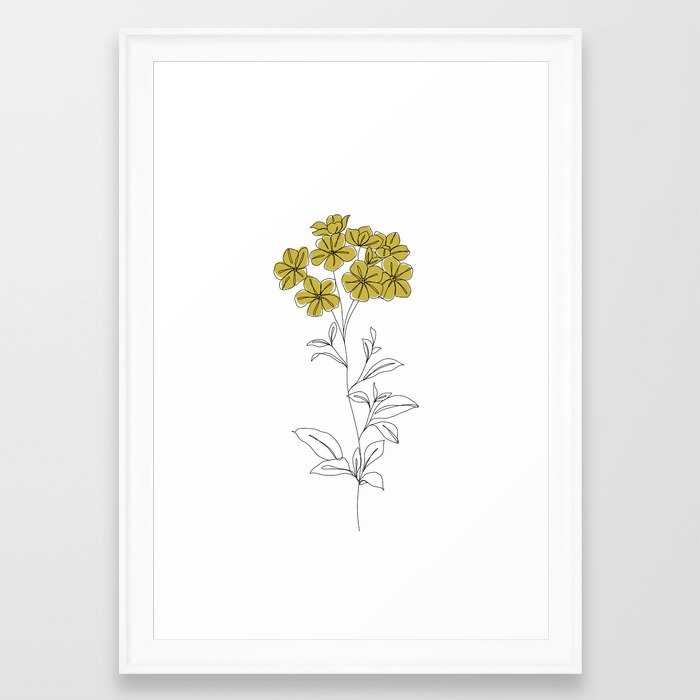 Botanical Floral Illustration Line Drawing - Iona Framed Art Print by The Colour Study - Scoop White - Small 13" x 19"-15x21 - Image 0
