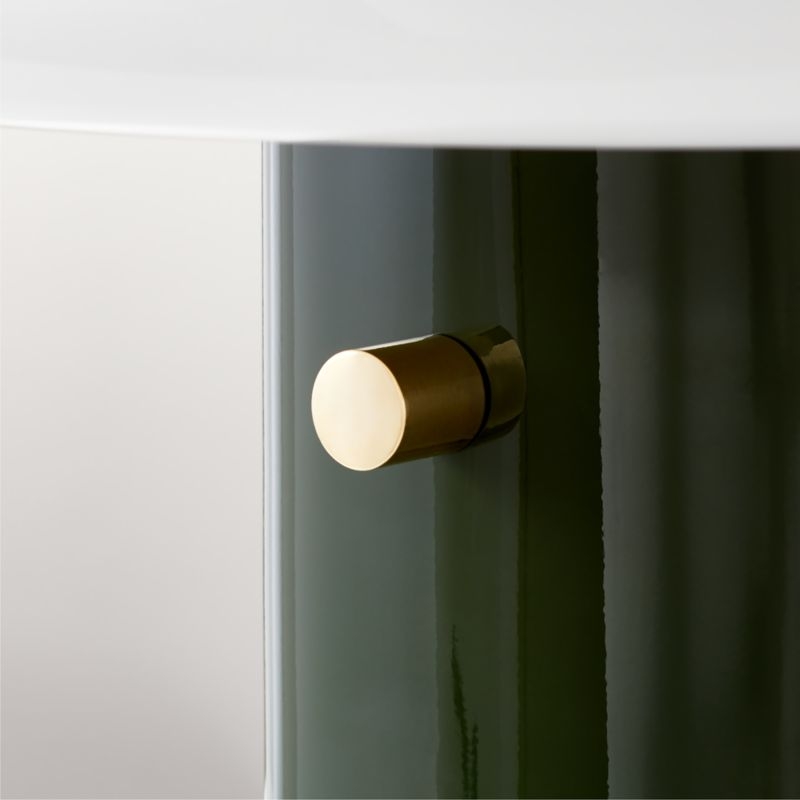 Pill High Gloss Olive Green Iron Table Lamp with Glass Shade by Bill Curry - Image 2