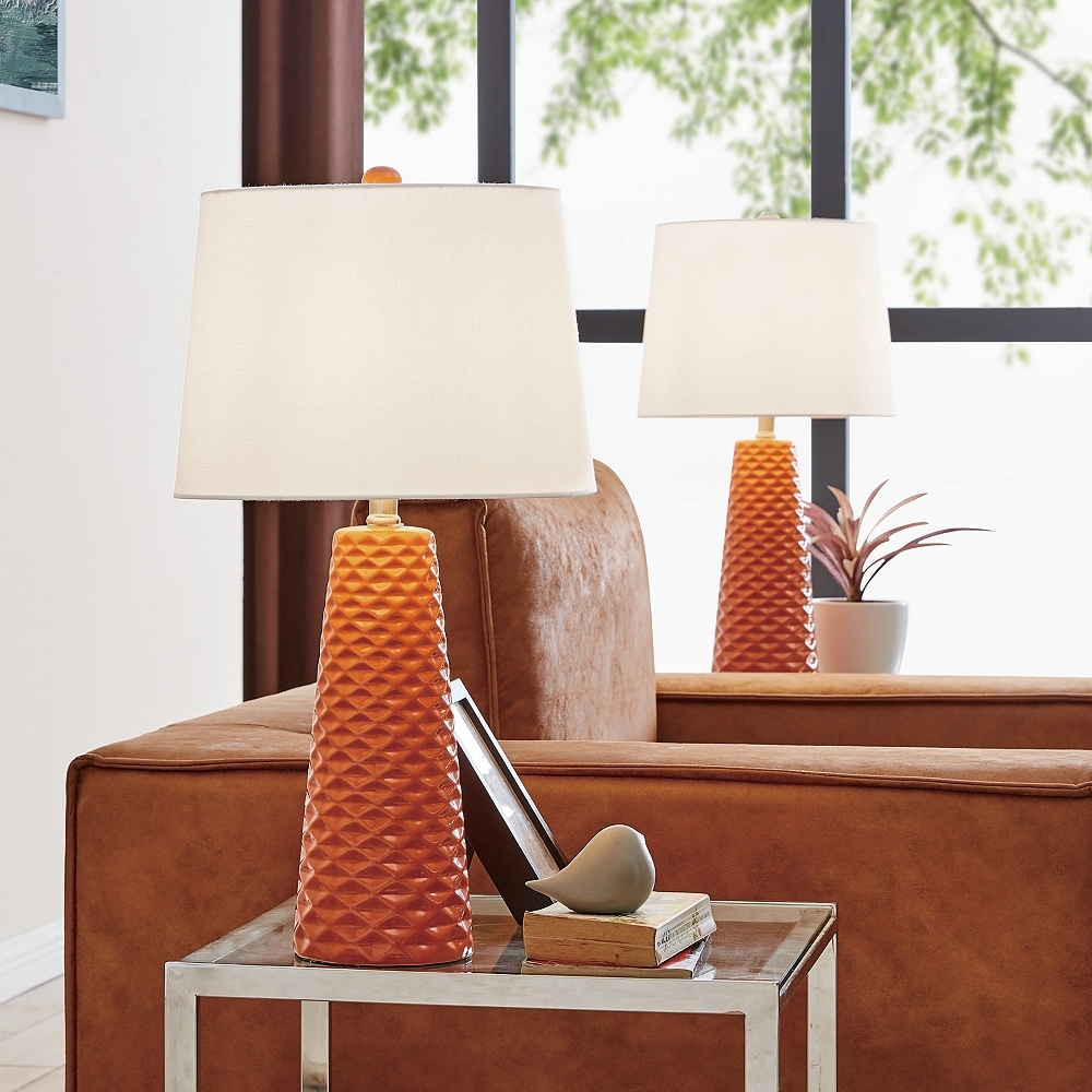 Lite Source Muriel Orange Ceramic Table Lamps Set of 2 - Style # 87P81 - Image 0