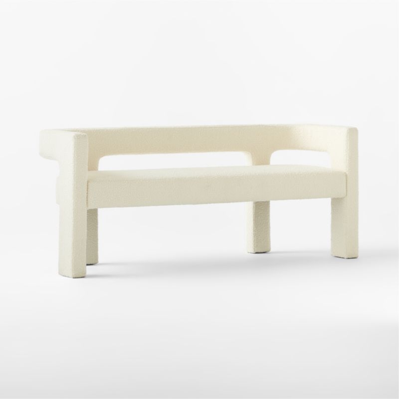 Stature 67" Warm White Boucle Bench - Image 2