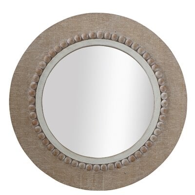 Bevier Round Decorative Wood Wall Accent Mirror - Image 0