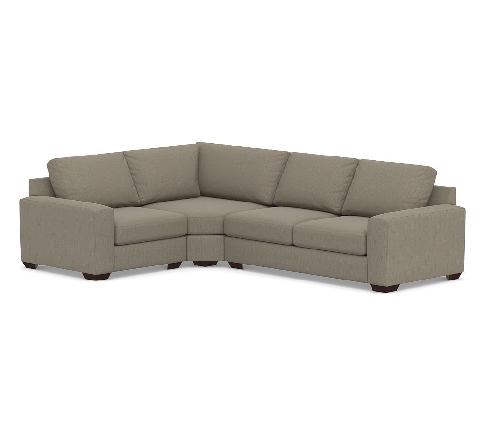 Big Sur Square Arm Upholstered Right Arm 3-Piece Wedge Sectional, Down Blend Wrapped Cushions, Chenille Basketweave Taupe - Image 0